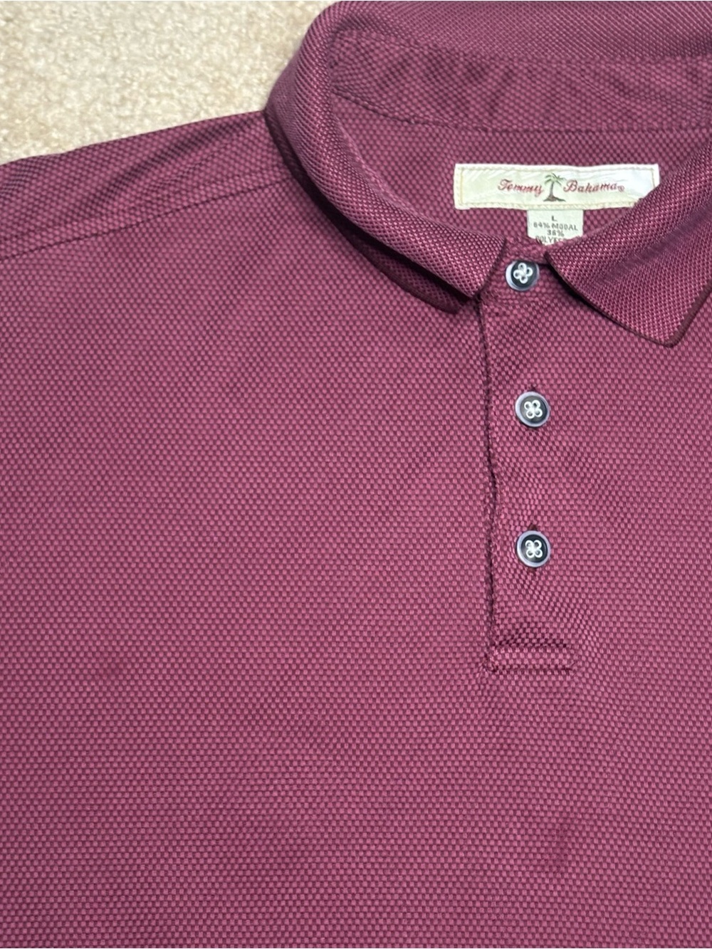 Tommy Bahama Men's Large Polo in Burgundy Short Sleeve - Picture 3 of 10